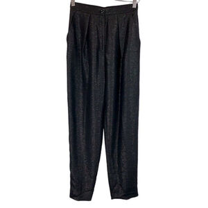 NWT Vintage Jones New York Black Metallic Pleated 80s Hi-Rise Barrel Dress Pants